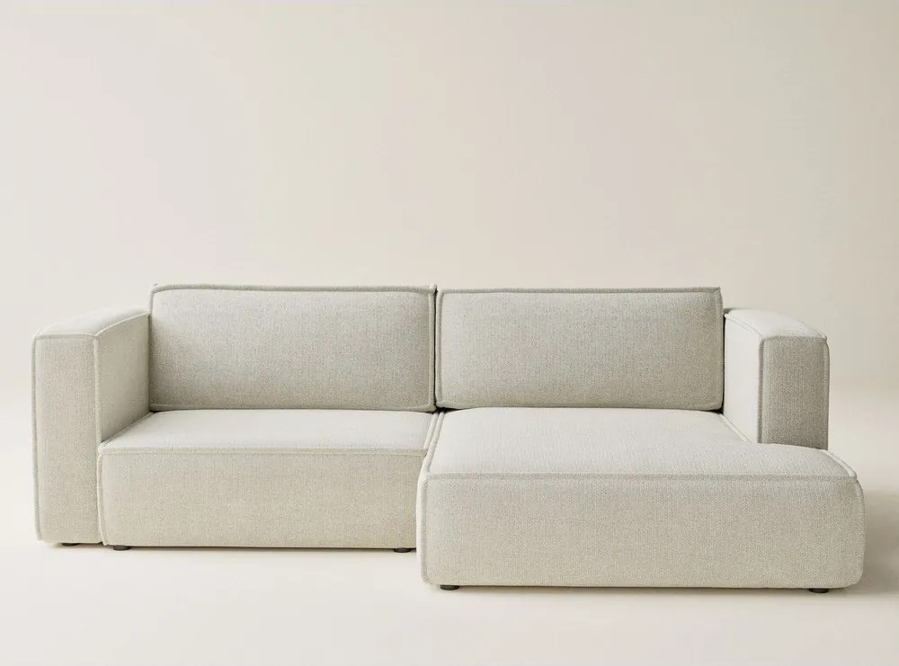 Colțar crem extensibil/cu spațiu de depozitare cu tapițerie din chenille (cu colț pe partea dreaptă/cu șezlong) Velto – Maison de Rêve