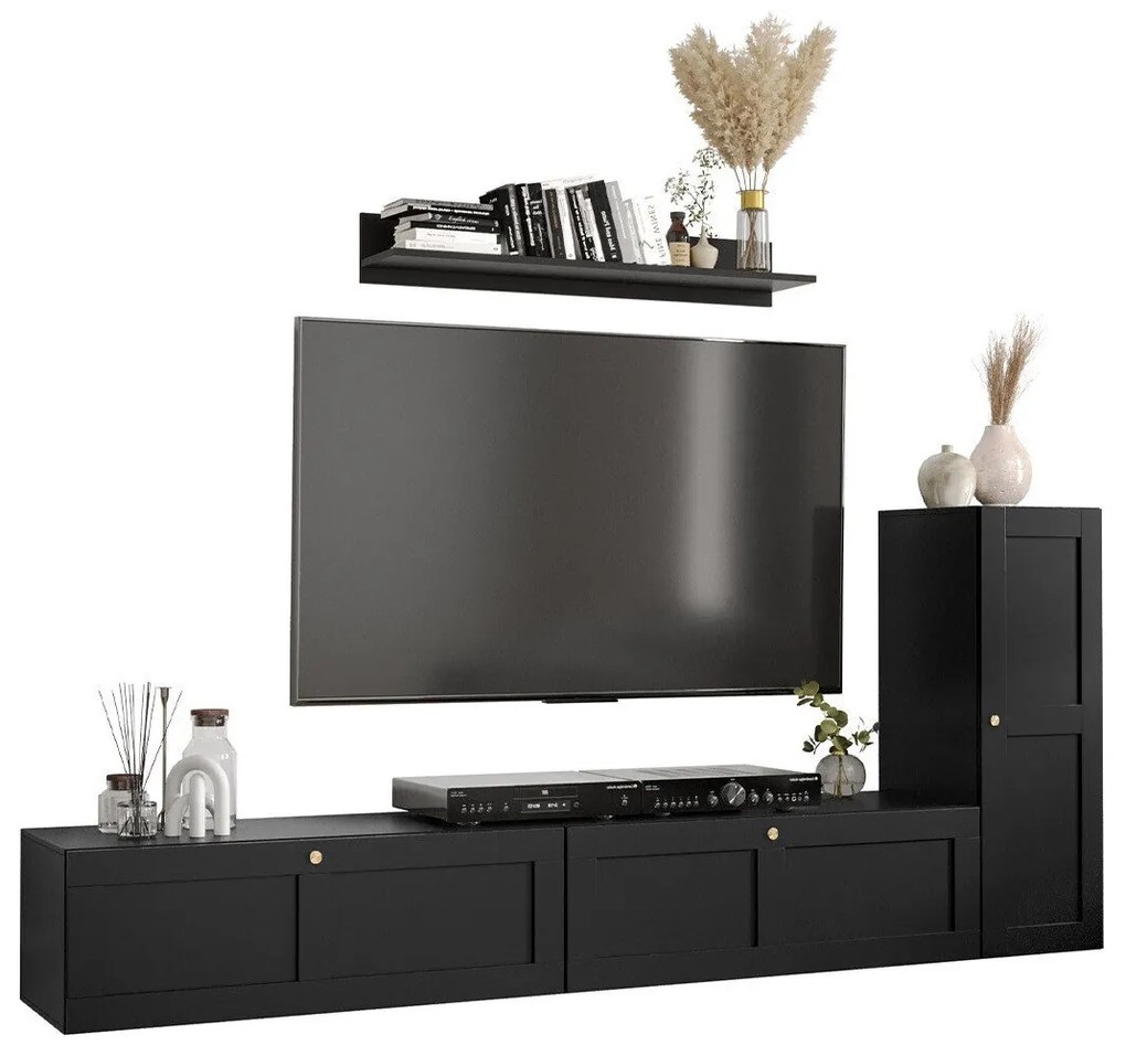 Set camera de zi Hartford G106Negru, Cu comodă TV, Cu componente suplimentare, Părți separate, MDF, PAL laminat, 100x234x40cm, 40 kg