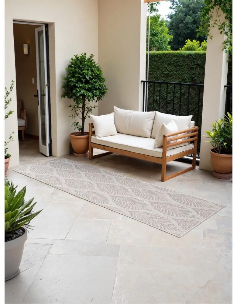 Covor tip traversă pentru interior și exterior gri/fildeș 80x250 cm Duet Liora – NORTHRUGS