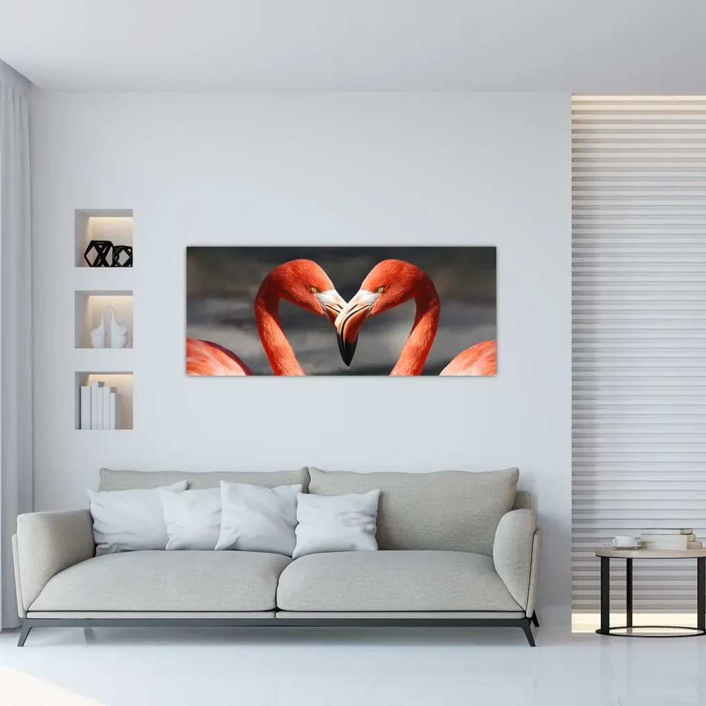 Tablou cu doi flamengo îndrăgostiți (120x50 cm), în 40 de alte dimensiuni noi