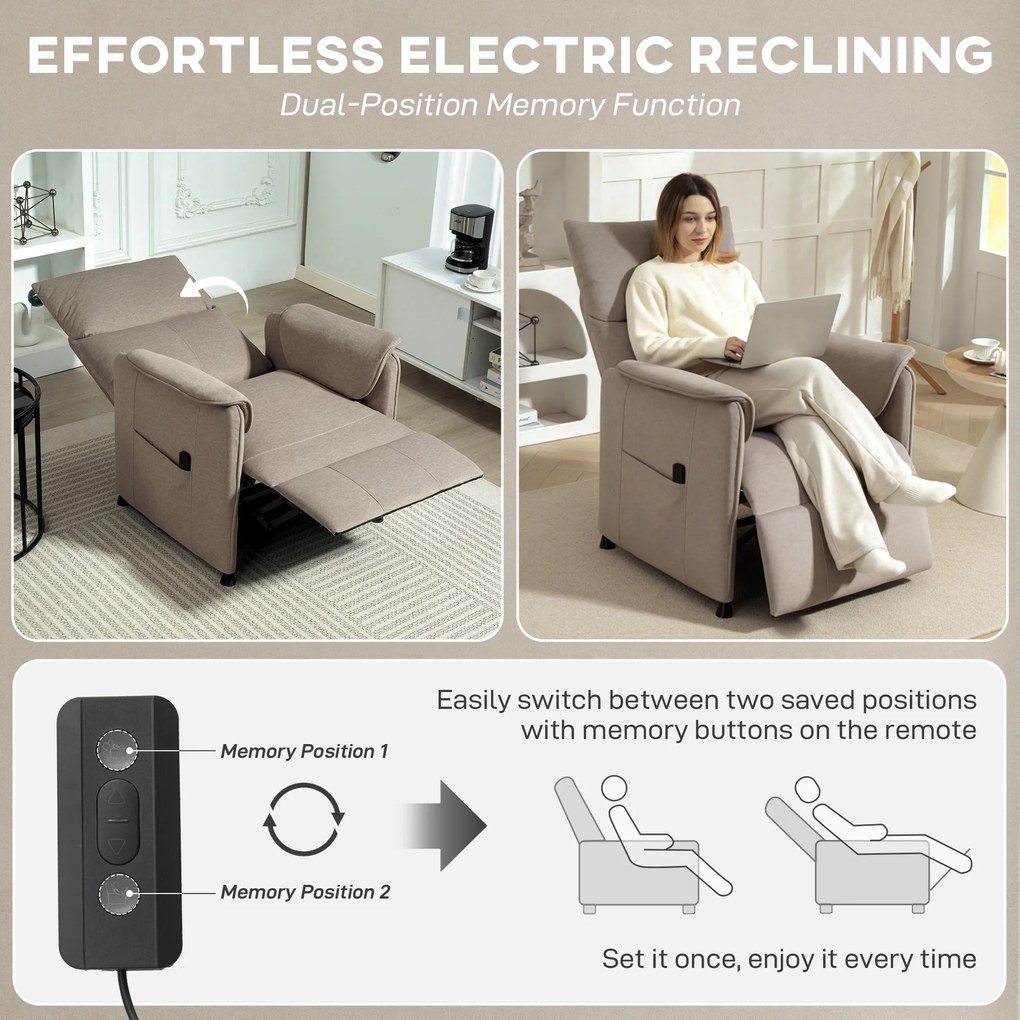 HOMCOM Fotoliu Reclinabil de Living Electric cu Suport pentru Picioare Maro | Aosom Romania