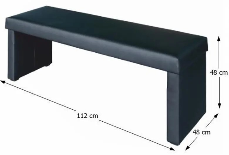 Bancă, piele ecologică negru, MODERN