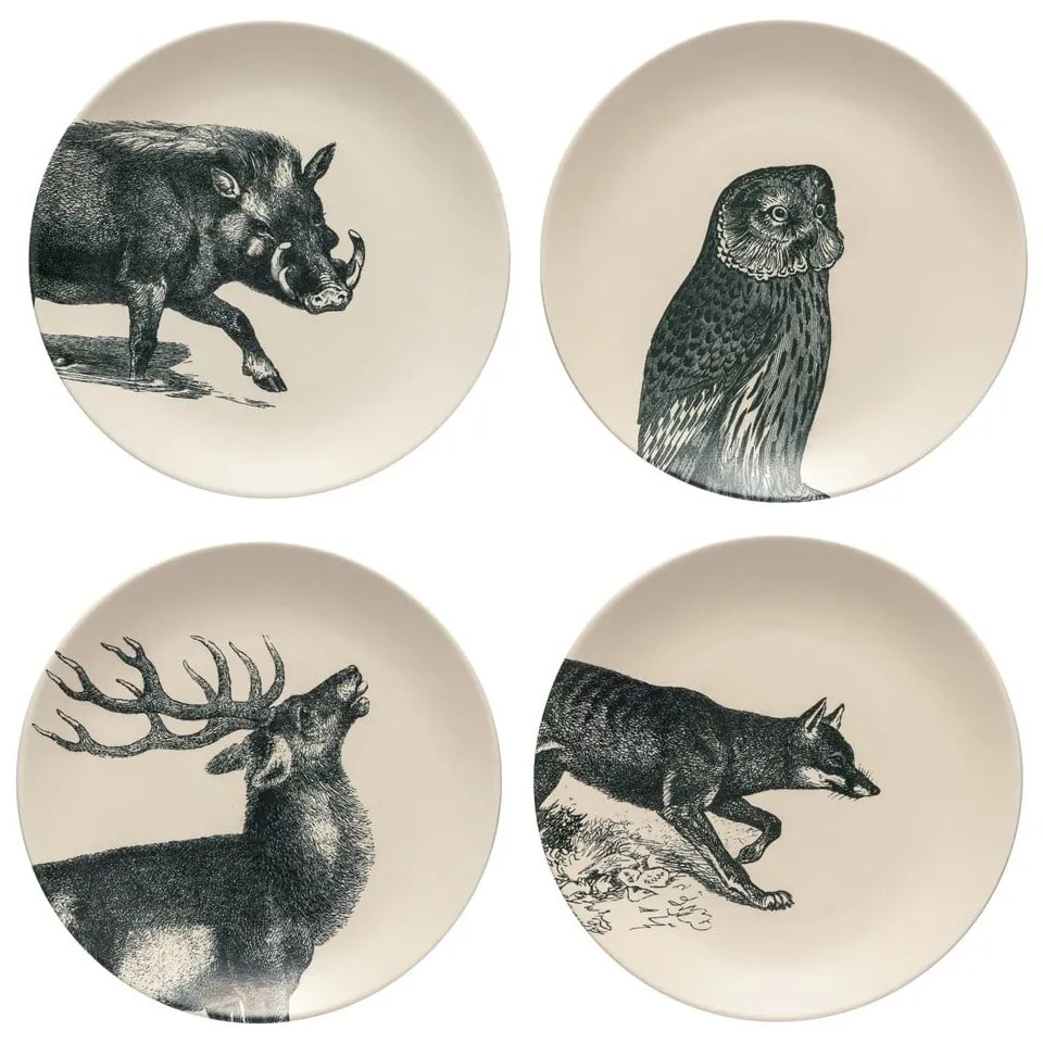 Farfurii negre-bej 4 buc. pentru desert din gresie ø 22 cm Elements – Costa Nova