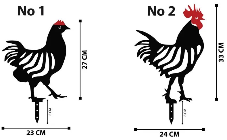 Chicken Family 4 piese Decor de grădină Negru