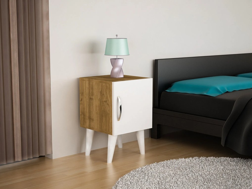 Noptieră Bellini v1 - White, Walnut