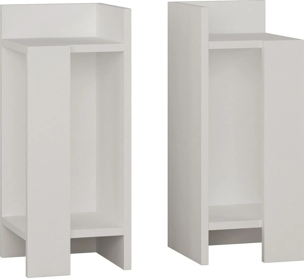 Set 2 noptiere Elos, alb, PAL melaminat, 25x27x60 cm
