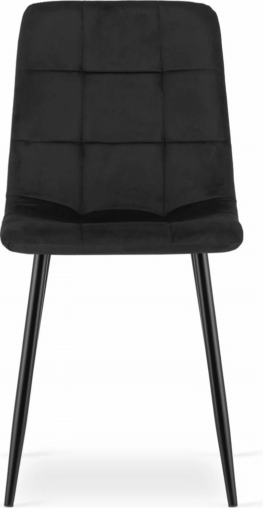 Scaun catifea negru KARA cu picioare negre