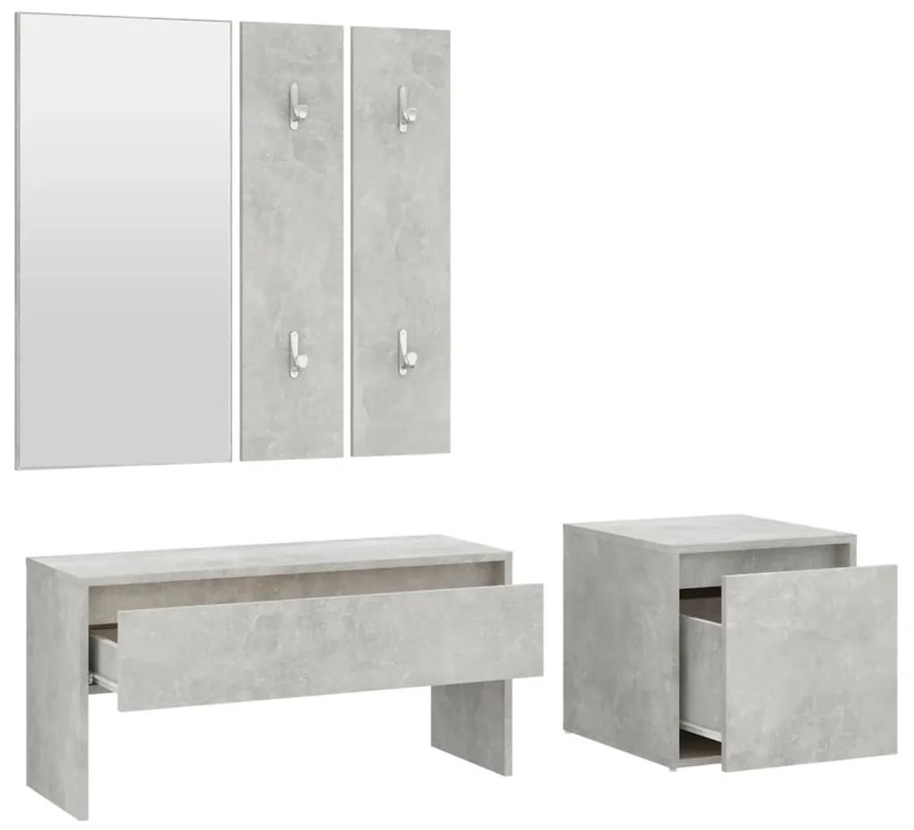 Set de mobilier pentru hol, gri beton, lemn prelucrat Gri beton, 1