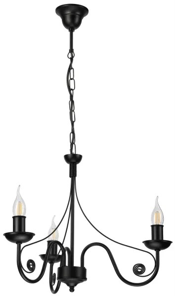Lustră pe lanț DONATO 3xE14/40W/230V negru