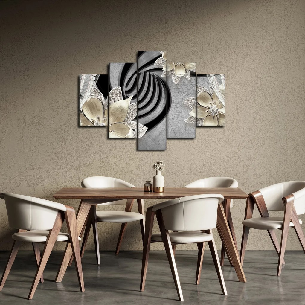 Tablou - 3D Flori aurii (150x105 cm)
