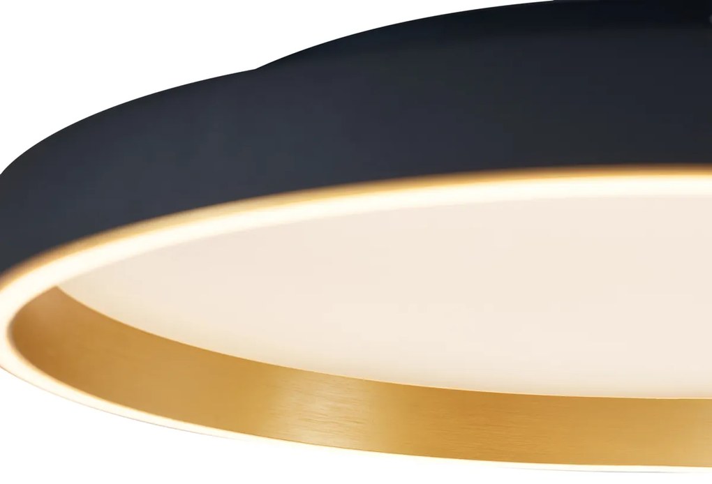 Plafonieră de design neagră cu auriu 60cm incl. LED cu comutator cu 3 căi - Ingo