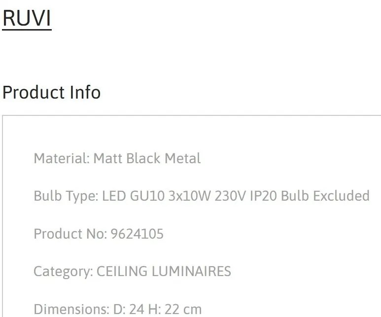 Lustra aplicata metalica design retro RUVI 3 negru