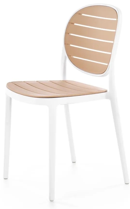 Scaun plastic K529 alb/natur