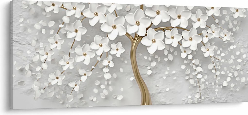 Tablou cu copac alb cu flori (120x50 cm)
