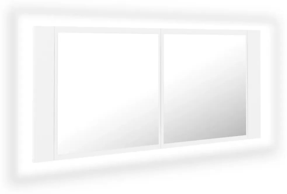 Dulap de baie cu oglinda si LED, alb, 100x12x45 cm Alb