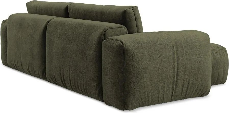 Colțar verde extensibil cu tapițerie din chenille (cu colț pe partea stângă/cu șezlong) Kuki – Makamii