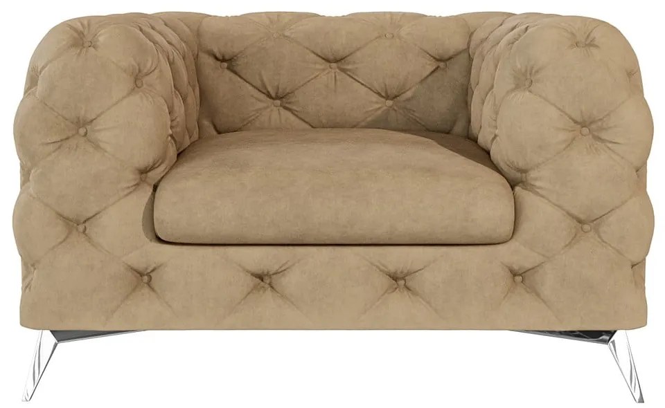 Fotoliu maro deschis cu tapițerie din catifea Chelsea – Ropez