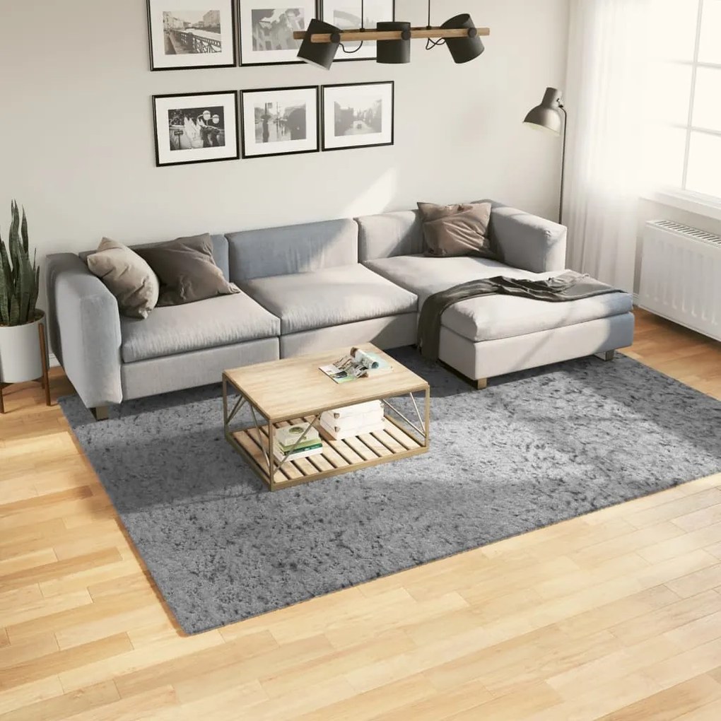 vidaXL Covor pufos &quot;PAMPLONA&quot; cu fire înalte, gri modern, 200x280 cm
