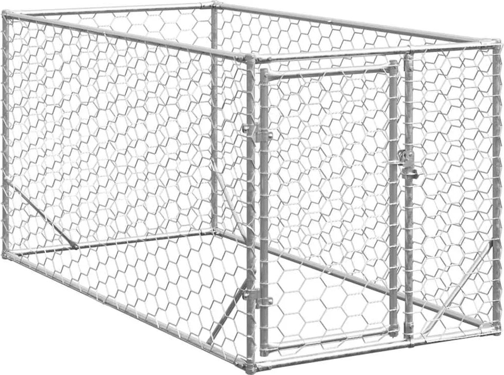 vidaXL Cușcă pentru câini de exterior cu ușă 2x1x1 m, oțel galvanizat
