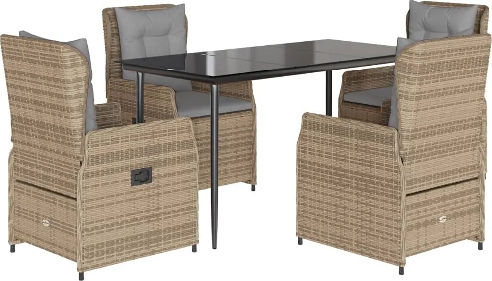 vidaXL Set mobilier de grădină cu perne, 5 piese, bej, poliratan