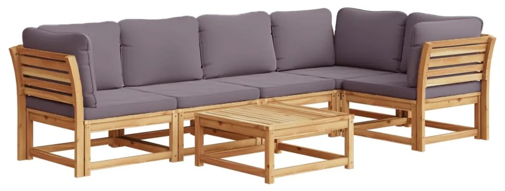 3214312 vidaXL Set mobilier grădină cu perne, 6 piese, lemn masiv acacia