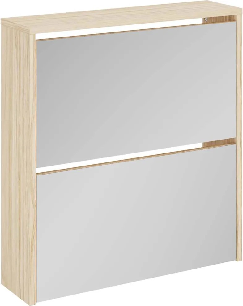 vidaXL Pantofar cu oglindă 2 niveluri, culoare stejar, 63 x 17 x 67 cm