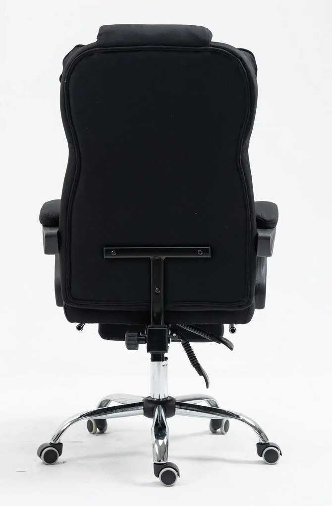 Scaun directorial, cu Masaj și Încălzire, suport picioare, funcție sezlong, textil, Negru