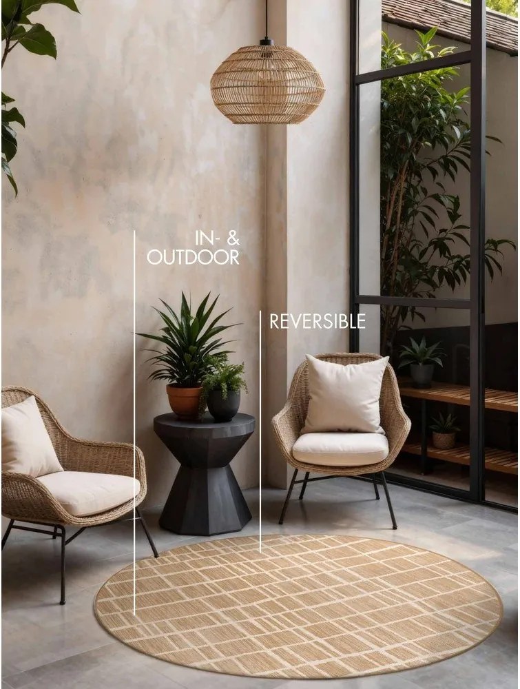 Covor pentru exterior și interior crem/în culoare naturală rotund ø 200 cm Haringey Crouch – Ted Baker