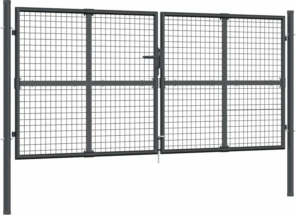 vidaXL Poartă de grădină din plasă, antracit, 300x125 cm, oțel galvanizat