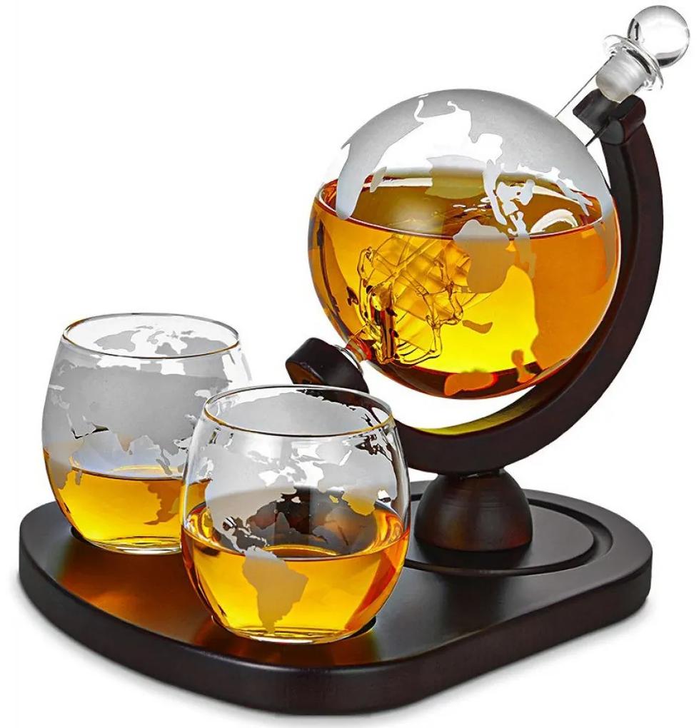Set decantor whisky Glob Pamantesc Deluxe