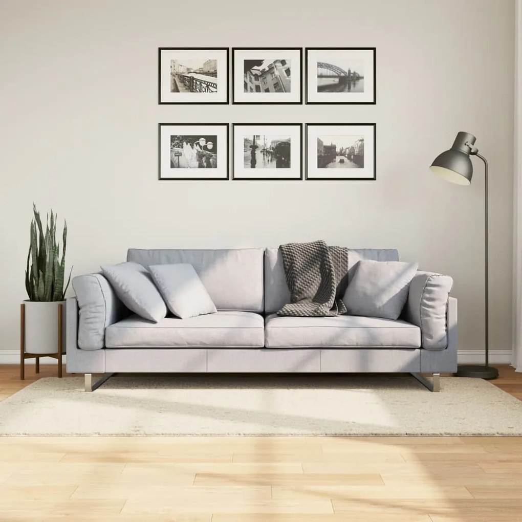 vidaXL Covor pufos &quot;PAMPLONA&quot; cu fire înalte, crem modern, 80x150 cm