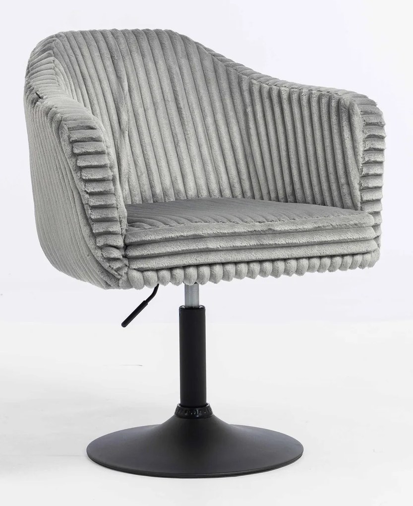 HR832N Scaun Gri Teddy Cord cu Bază Neagră