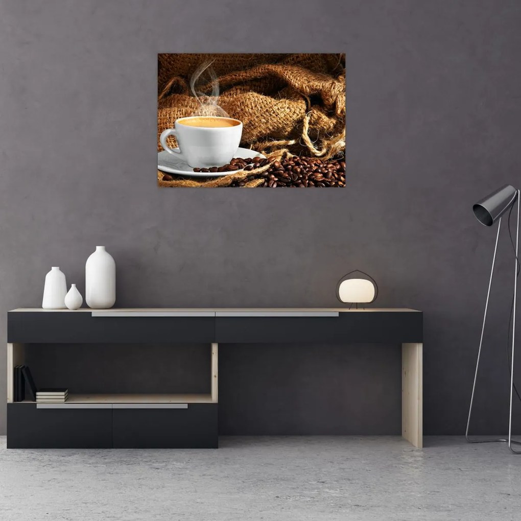 Tablou pe sticlă - O ceașcă de cafea (70x50 cm)