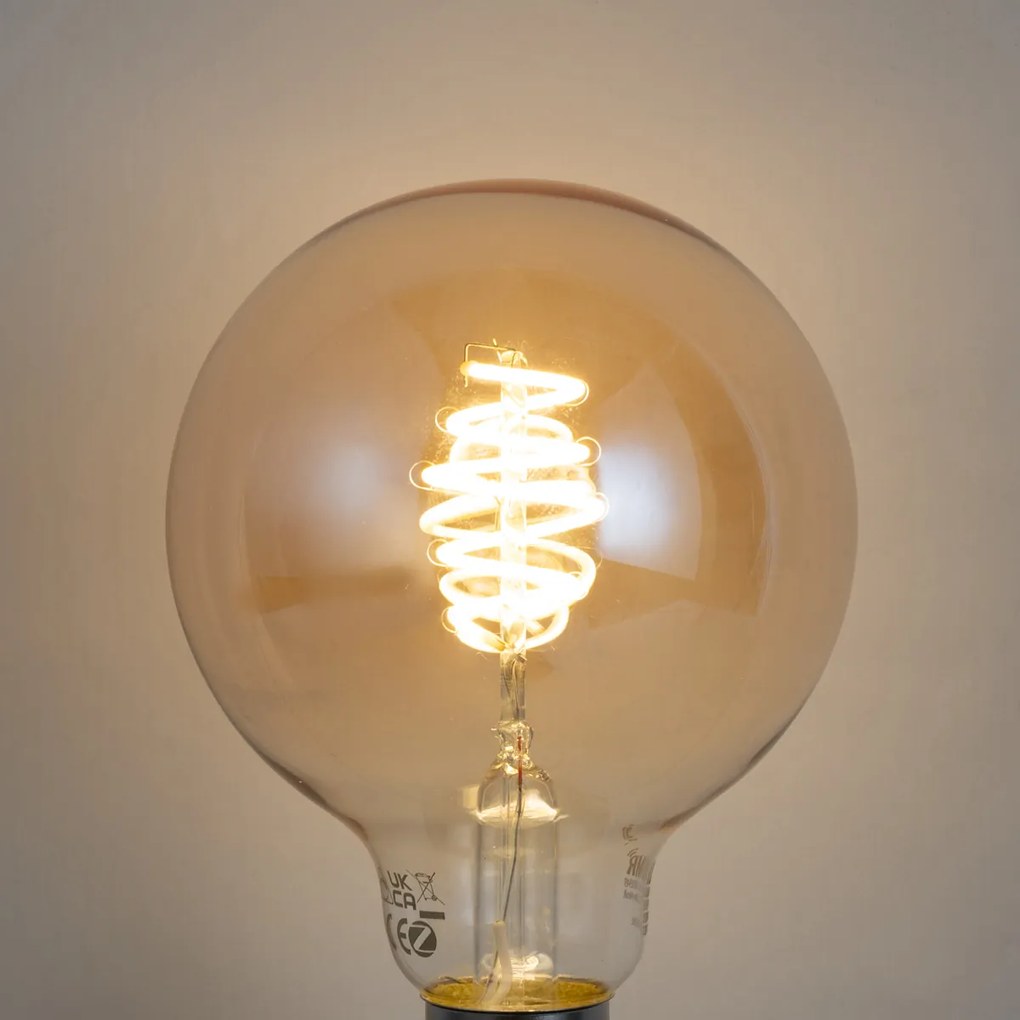 Set de 5 becuri LED inteligente E27, reglabile, G95, chihlimbar, 4,9 W, 320 lm, 2500 K, Zigbee