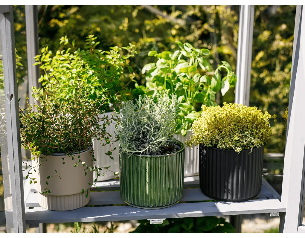 Ghiveci de flori din ceramică, negru mat, KELSO TIP 2