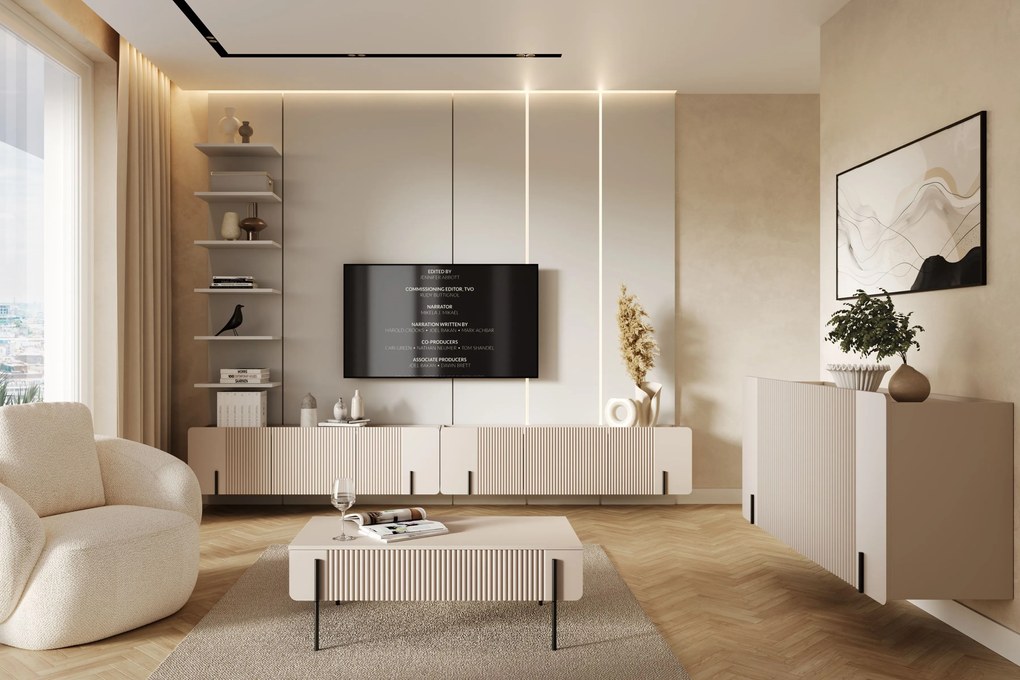 Măsuță de cafea Malmi 100 cm cu sertare - casmir / picioare negre