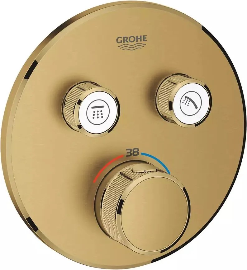 Baterie dus incastrata cu termostat Grohe Grohtherm SmartControl 2 iesiri auriu periat Cool Sunrise
