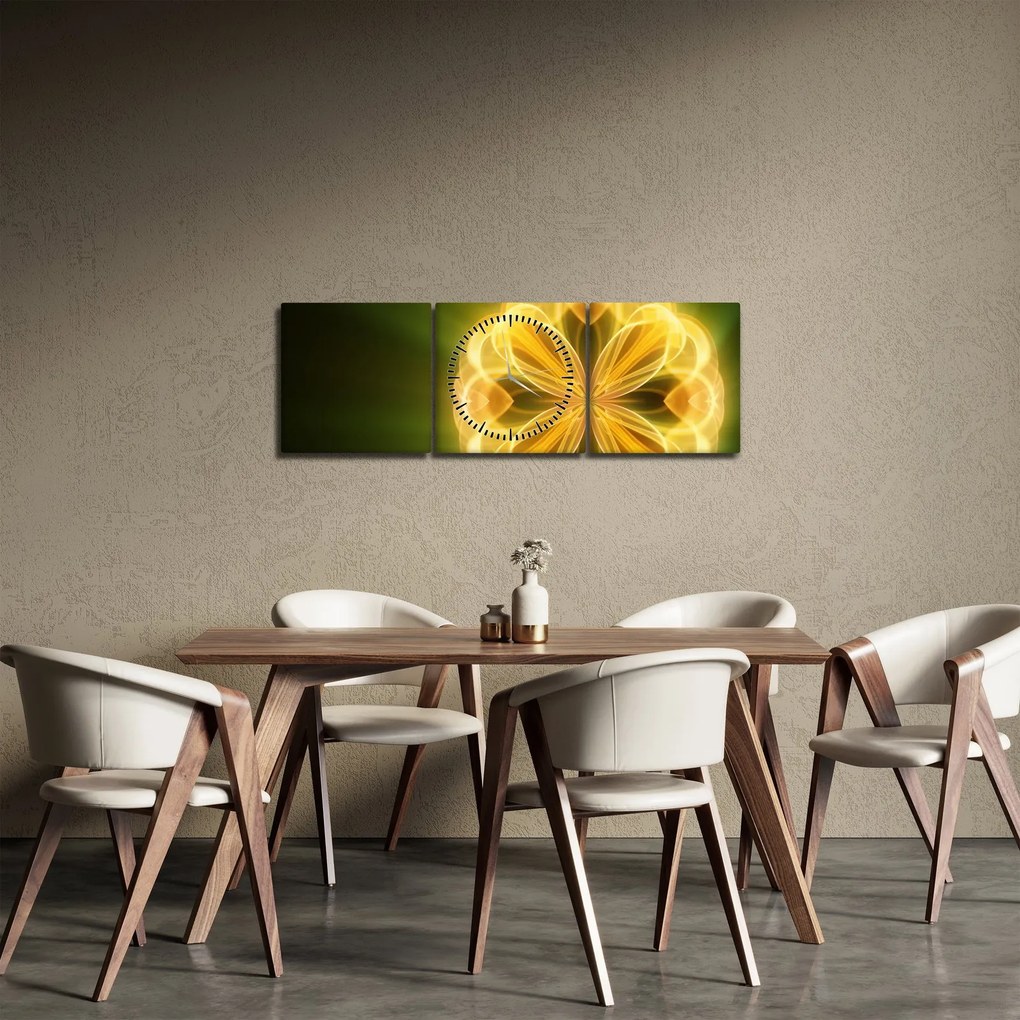 Tablou cu floare galbenă (cu ceas) (90x30 cm)