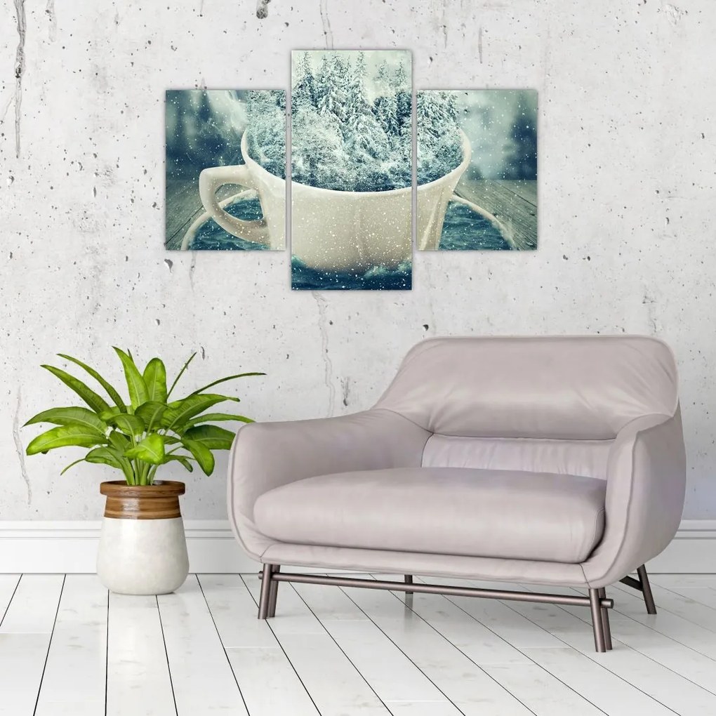 Tablou - Lumea de iarnă într-o căniță (90x60 cm)