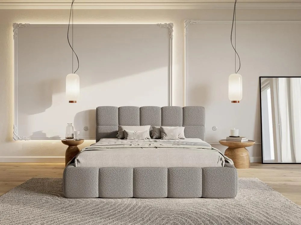 Pat matrimonial 140 cm Cirsten 140B (cu somieră) (Gri). 1099525