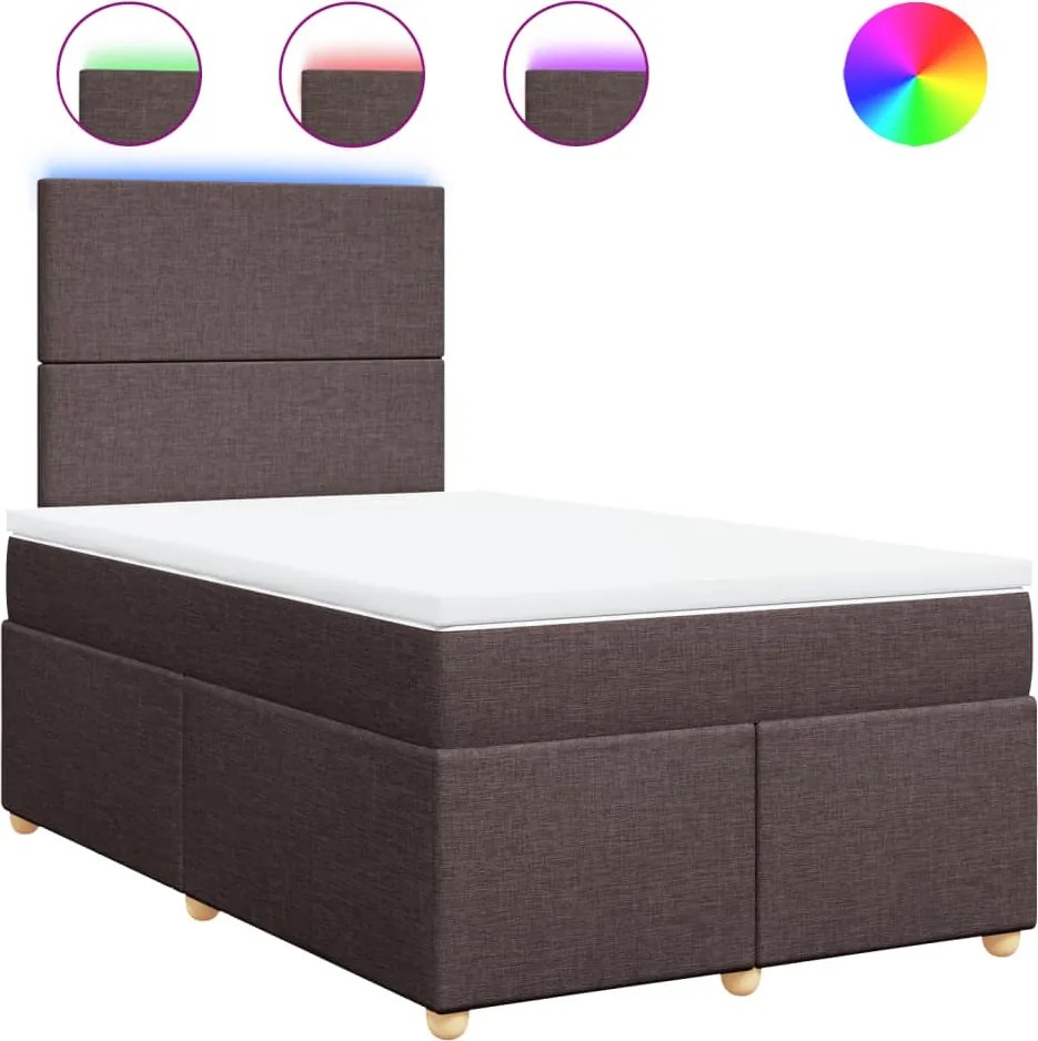 vidaXL Pat box spring cu saltea, maro închis, 120x190 cm, textil