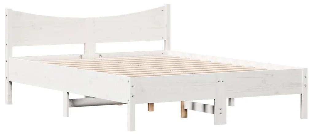 844750 vidaXL Cadru de pat, alb, 120x190 cm, lemn masiv pin