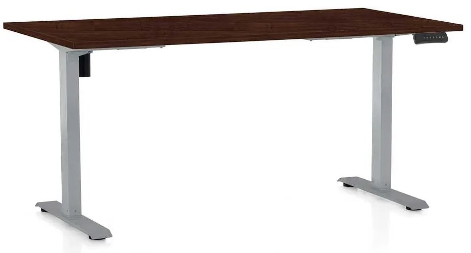 Masă înălțime reglabilă OfficeTech B, 160 x 80 cm, picioare gri, wenge