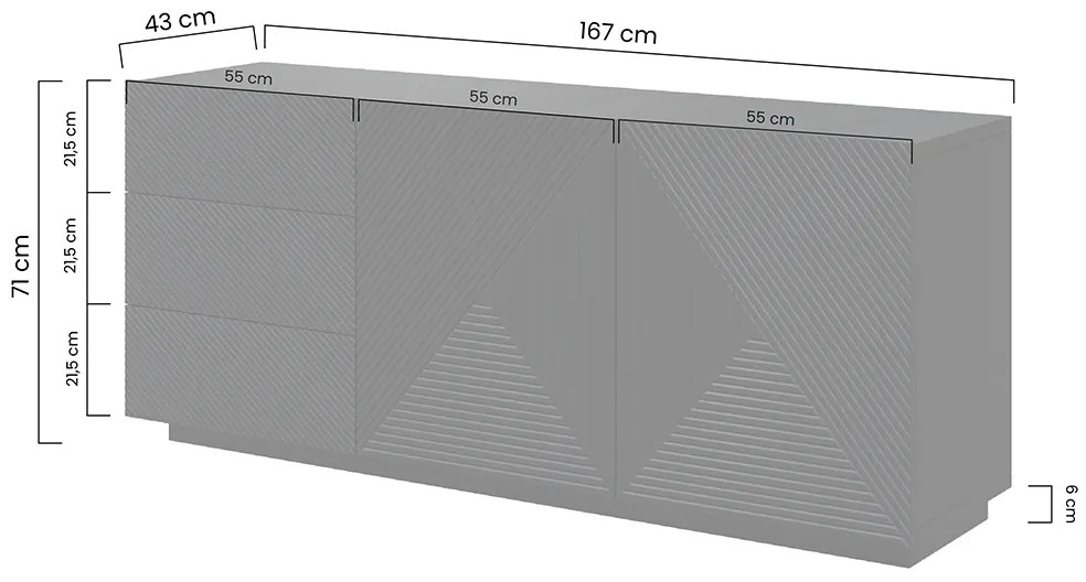 Comodă cu sertare Asha 167 cm cu 2 uși - cașmir
