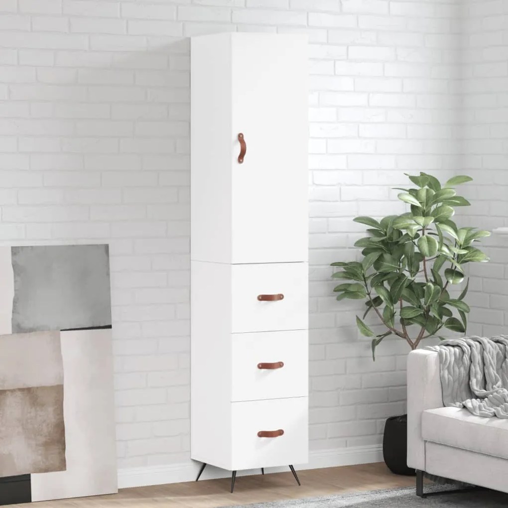 vidaXL Dulap înalt, alb, 34,5x34x180 cm, lemn prelucrat