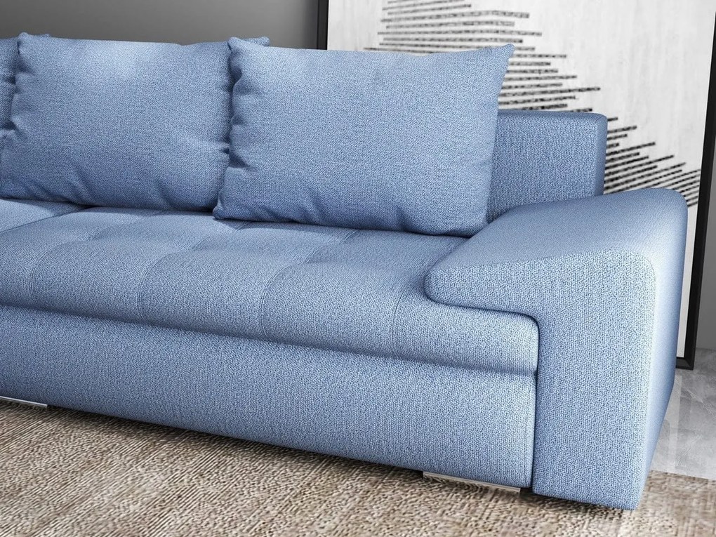 Colțar extensibil dumonde cu ladă de depozitare si sezut confortabil din spuma high-density, Leonardo Enjoy Albastru 260x185 cm