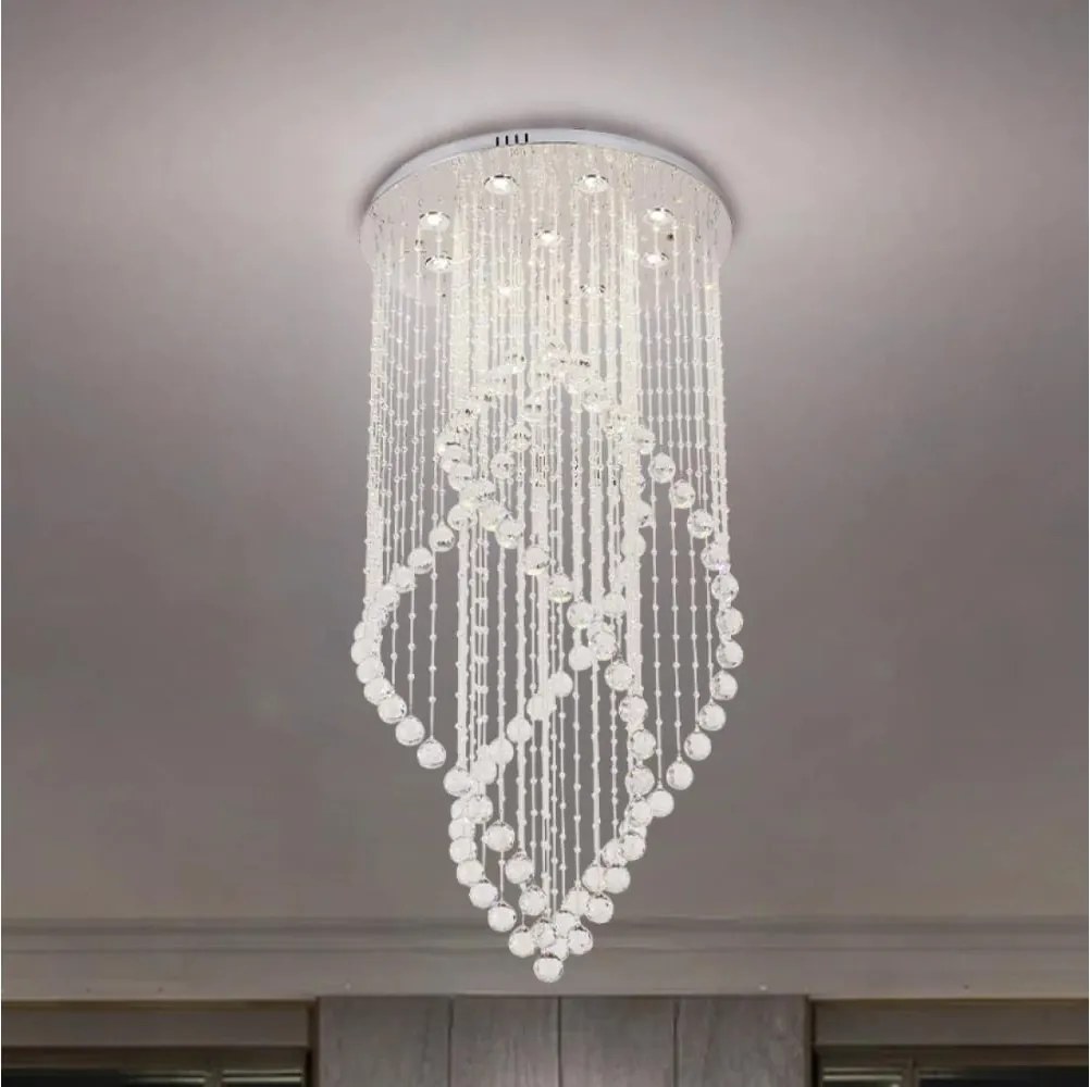 Plafonieră cu cristale NAURU LED/30W/230V Ø 60 cm, crom lucios + telecomandă