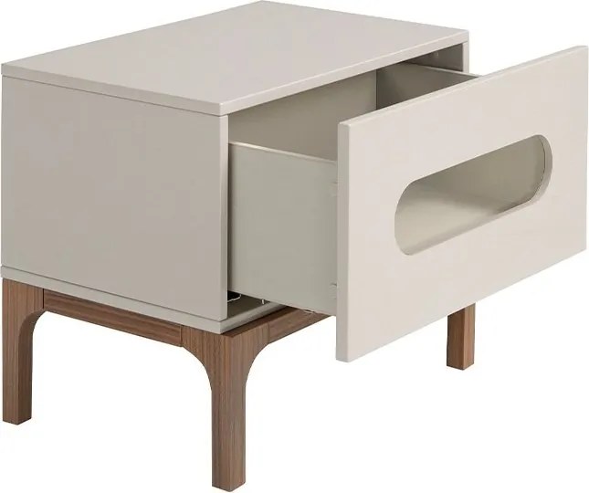 Noptiera design modern cu iluminare interioara Gray and Walnut