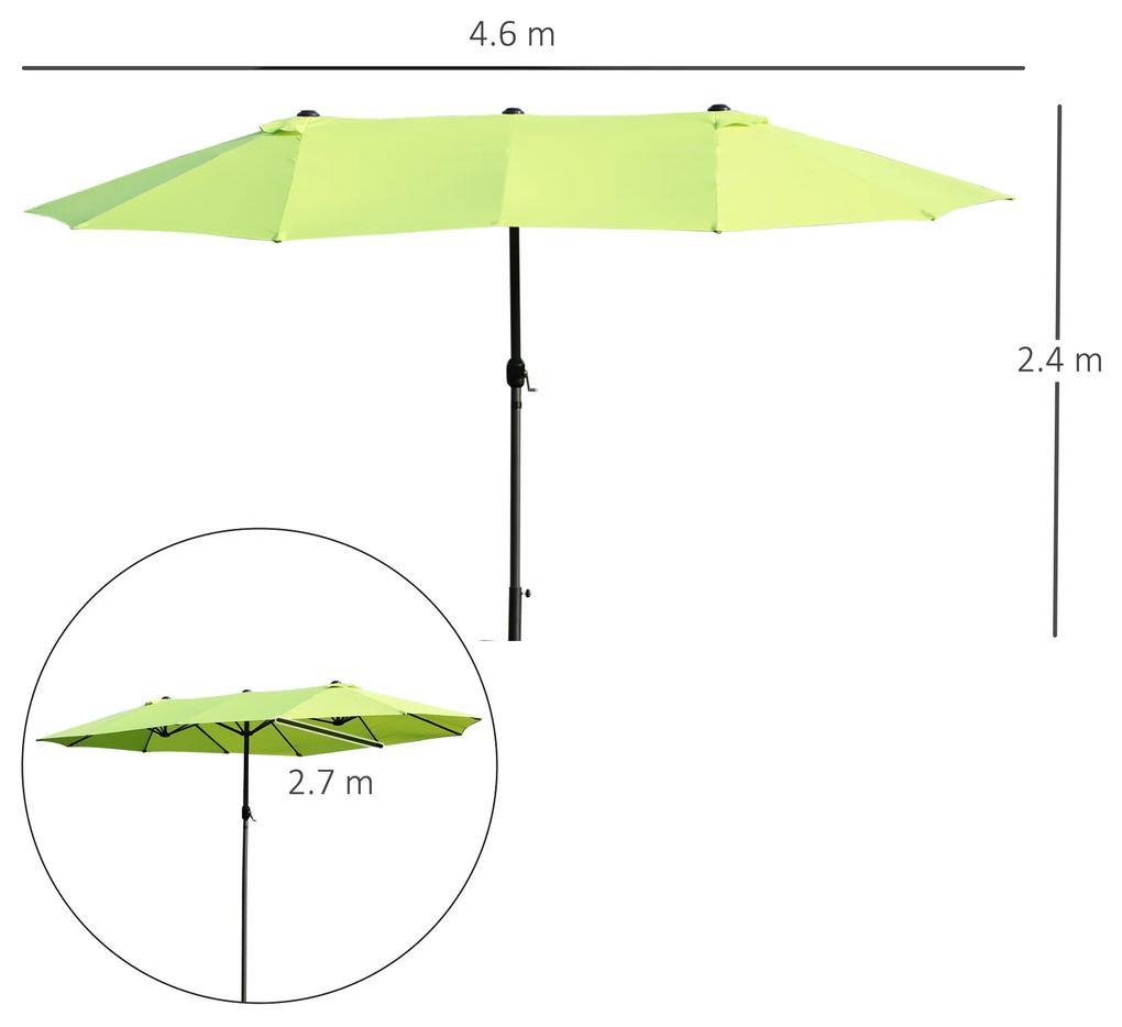 Outsunny Umbrelă de Grădină Verde Deschis cu Manivelă din Oțel și Poliester 460x270x240cm | Aosom Romania