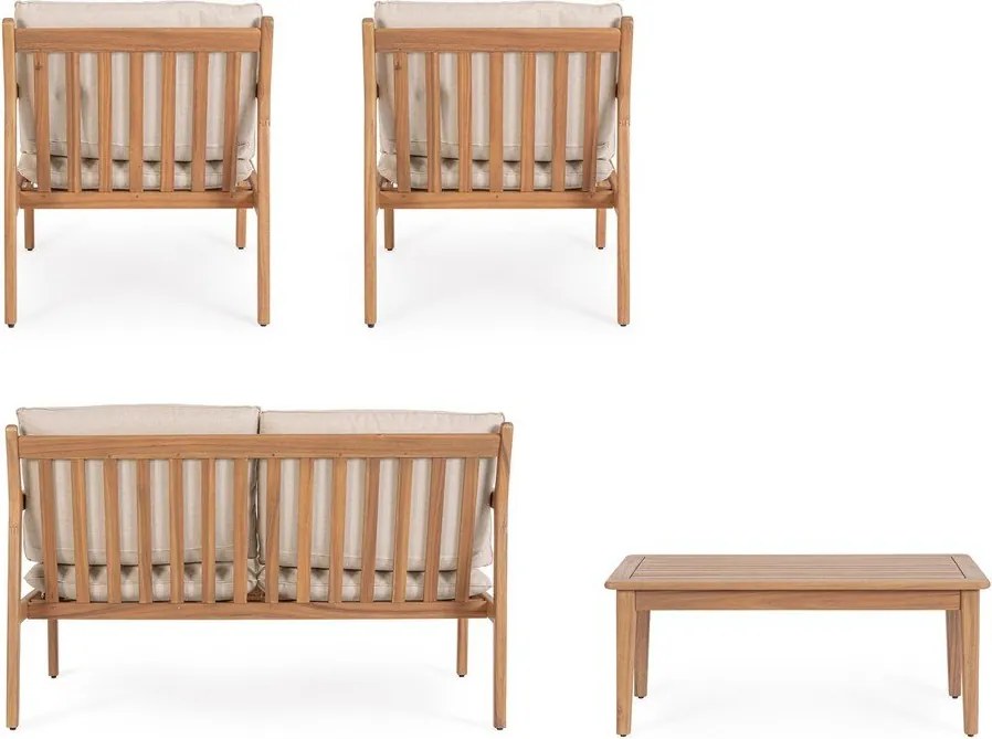 Set mobilier de grădină în culoare naturală din lemn de acacia pentru 4 persoane Danubio – Bizzotto